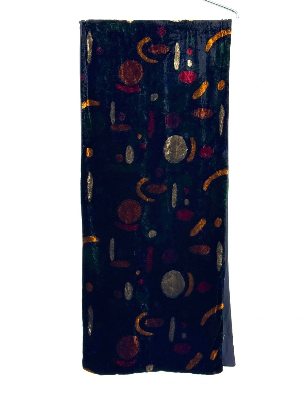 Vintage Crushed Velvet and silk Abstract-Print Wrap Scarf shawl